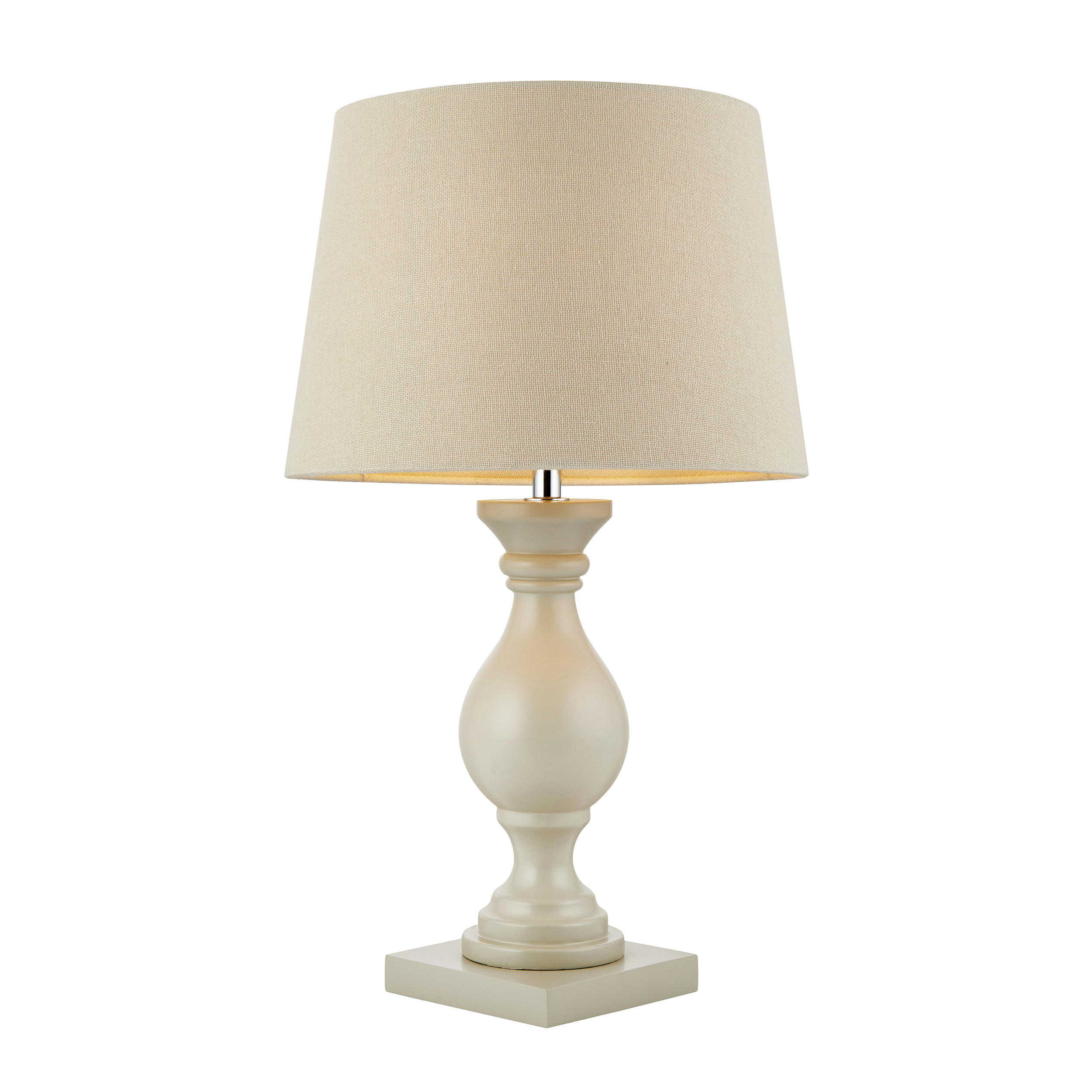 Marsham 1 Light Table Taupe Painted Wood & Ivory Fabric